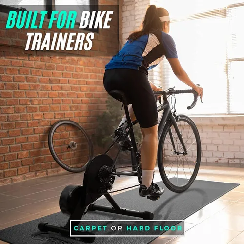 Vista 3 de Powr Labs Alfombrilla de bicicleta compatible con Peloton, cinta de correr, equipo de ejercicio, elíptica, almohadilla para caminar, entrenadores