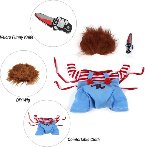 Vista 2 de Disfraz de Halloween para mascotas, disfraz divertido de Halloween, cosplay, ropa linda, ajustable, accesorios de ropa para perros pequeños