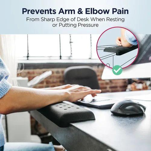 Vista 6 de EdgeRest PostureUp - Reposamuñecas largo en forma de L para codo, antebrazo y muñeca, soporte cómodo para mesa o escritorio, antideslizante, Negro