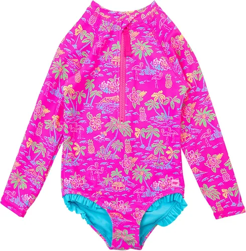 Vista 13 de RuffleButts® - Traje de baño de una pieza con protección anti-brotes para bebés y niñas, protección solar UPF 50+ 80% Nylon 20% Spandex, Hipster