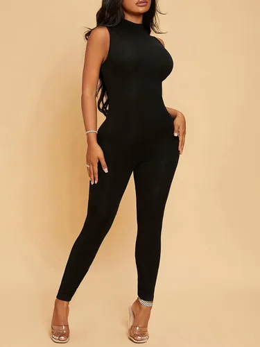 Vista 5 de MakeMeChic Enterizo sin mangas con cuello alto falso para mujer