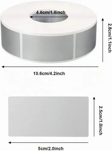 Vista 2 de Leinuosen 1000 calcomanías cuadradas de 2 x 1 pulgada, calcomanías plateadas para revelación de género, programas de recompensa, boletos para raspar