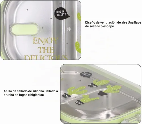 Vista 5 de LIZEALUCKY Lonchera Bento con aislamiento térmico de acero inoxidable 304, lonchera térmica de acero inoxidable, estilo ilustración, contenedor a