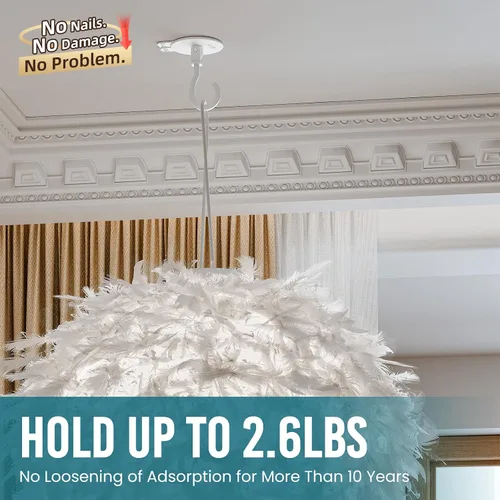 Vista 4 de TAILI Ganchos adhesivos de techo para plantas colgantes, resistentes sin taladros, ganchos de pared adhesivos extraíbles para colgar luces
