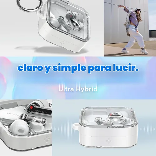 Vista 3 de Spigen Funda ultra híbrida diseñada para Nothing Ear 2 (2023) Protección de doble capa, carcasa de policarbonato transparente con parachoques