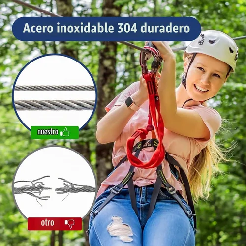 Vista 5 de DOEWORKS - Cable de acero inoxidable de 1/4 de pulgada, cuerda de alambre de 50 pies, construcción de 7 x 19 hebras