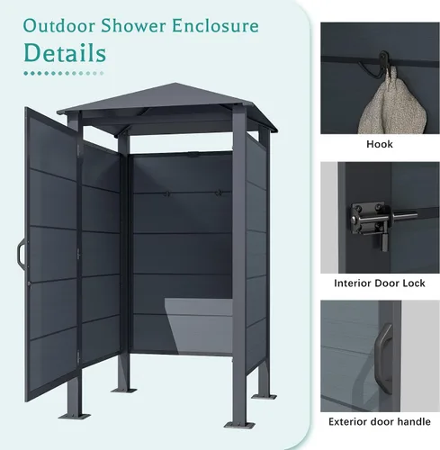 Vista 5 de Domi - Cabina de ducha para exteriores con techo impermeable, cabina