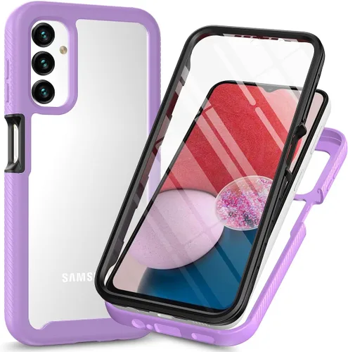 Vista 11 de Funda para Samsung Galaxy A13 LTE 4G, Samsung A13 LTE Funda para teléfono con protector de pantalla integrado, cubierta trasera delgada transparente