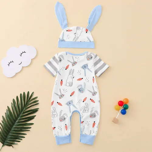 Vista 5 de Yowein - Conjunto de sombrero de conejo con orejas largas, disfraz de bebé, regalo de Pascua para niños pequeños