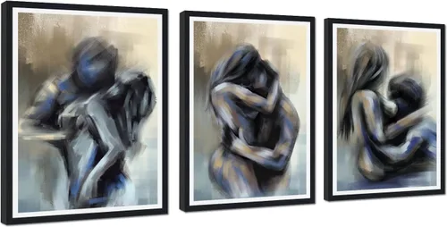 Vista 91 de Novatique 3 piezas de arte de pared sexy en blanco y negro para parejas desnudas, decoración de pared abstracta de amor para mujeres y hombres, arte