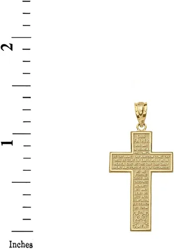 Vista 2 de Colgante de oro amarillo macizo de 14 k con cruz de oración de Nuestro Padre Señor, Oro amarillo