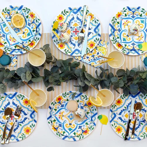Vista 4 de Coterie Servilletas de cóctel de papel floral azul y amarillo (juego de 25) Servilletas de cóctel de diseño para novia y baby shower, cena, fiesta