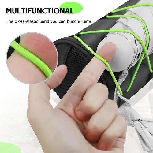 Vista 7 de Bolsa pequeña para manillar de bicicleta, bolsa de almacenamiento para manillar de bicicleta, práctica bolsa delantera para bicicleta con correa