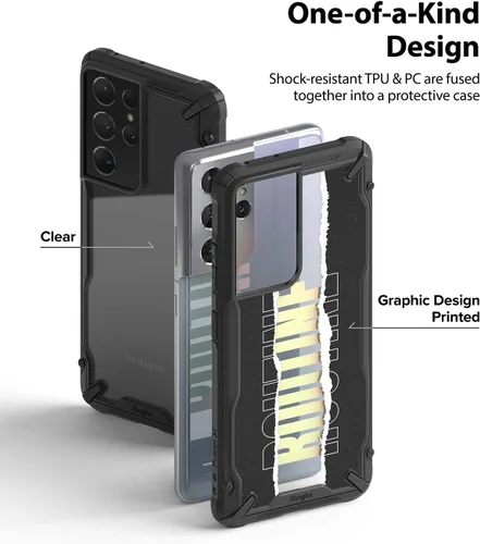 Vista 3 de Ringke Diseño Fusion-X compatible con Galaxy S21 Ultra Case Design Print Heavy Duty Shell - Rutina