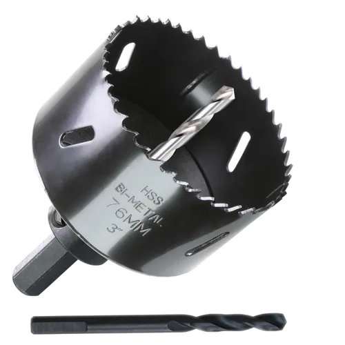 Vista 16 de Sierra perforadora de 4" HSS bimetálica para madera, paneles de yeso, plástico, aluminio, acero suave, hierro, metal, acero inoxidable, sierra