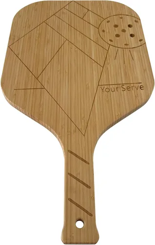 Vista 5 de Fox Run Your Serve Pickleball Paddle Charcutería, 14.5 x 7.5 pulgadas, tablas para servir queso de bambú Fun Postgame Charcuterie Board Large