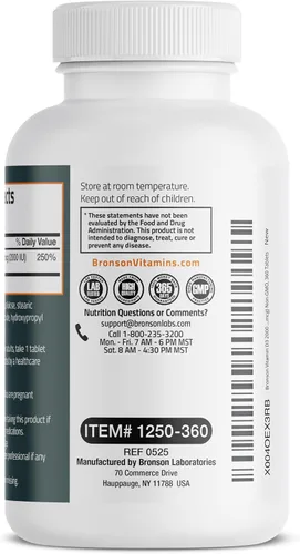 Vista 7 de Bronson Vitamina D3 2000 UI (50mcg) Sin OGM, 360 tabletas