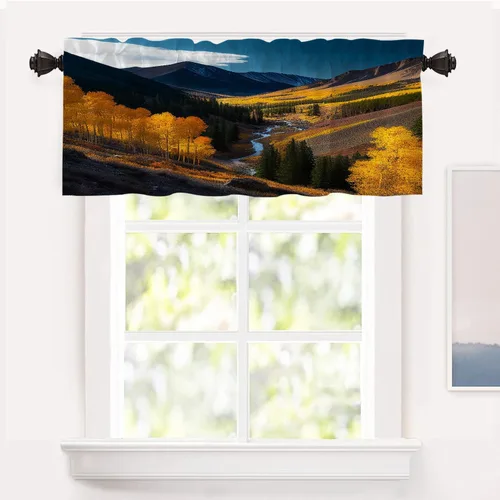 Vista 56 de Shrahala Blue Bright Blackout Curtain Tiers, Colorful Acrylic Paint Pour Abstract Design Kitchen Valance Light Blocking Tier Drapes with Rod Pocket