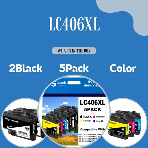 Vista 4 de LC406XL - Cartuchos de tinta compatibles con Brother LC406XL LC406 para impresora Brother MFC-J4335DW MFC-J4535DW MFC-J5855DW MFC-J6555DW