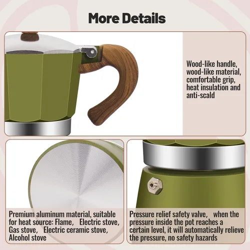 Vista 52 de Cafetera clásica de aluminio para 3 tazas Azul