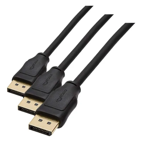 Vista 8 de Amazon Basics Cable DisplayPort 1.2, 21.6Gbps de alta velocidad, 4K @60Hz, 2K @165Hz, chapado en oro, 6 pies, negro