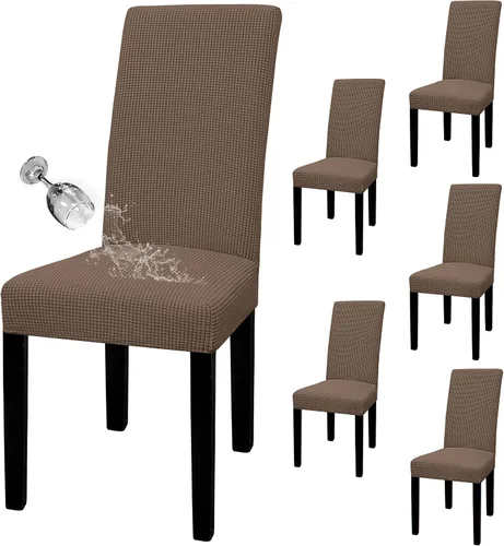 Vista 56 de Easy-Going - Juego de 2 fundas para sillas de comedor 100% impermeables, de tela Jacquard elástica, fundas protectoras removibles y lavables