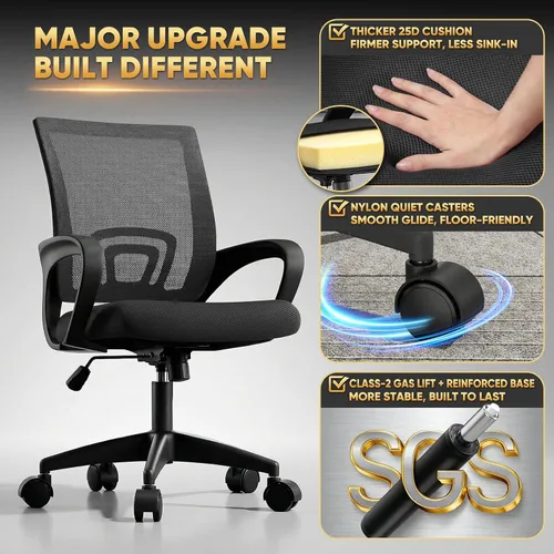 Vista 11 de Magshion Silla ergonómica de escritorio de oficina, silla de computadora de malla con respaldo medio, silla giratoria con respaldo transpirable