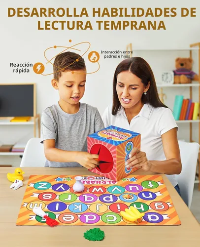 Vista 5 de JoyCat Caja misteriosa del alfabeto para niños, 26 piezas de clasificación de letras a juego, actividades, sonidos de letras, juguetes
