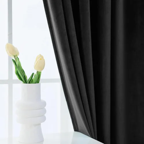 Vista 5 de PLEASANT BOULEVARD Cortinas de Terciopelo [2 Paneles] Cortinas Opacas Pesadas para Ventana con Ojales, Cortinas de Oscurecimiento con Aislamiento