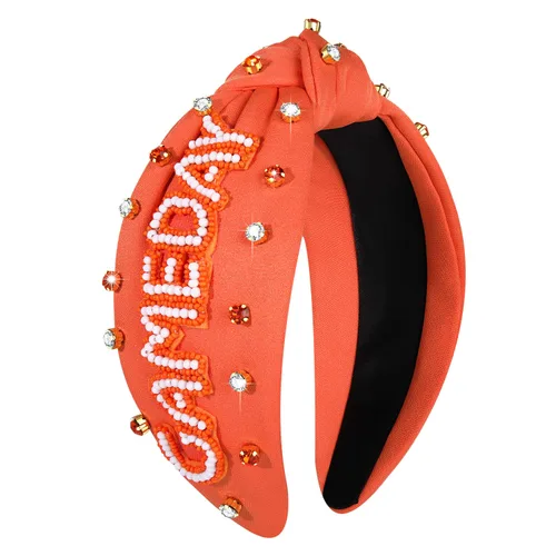 Vista 7 de YAHPERN Diadema anudada de perlas de cristal, diadema ancha con nudo superior para mujer, accesorios para el cabello deportivos, béisbol, fútbol