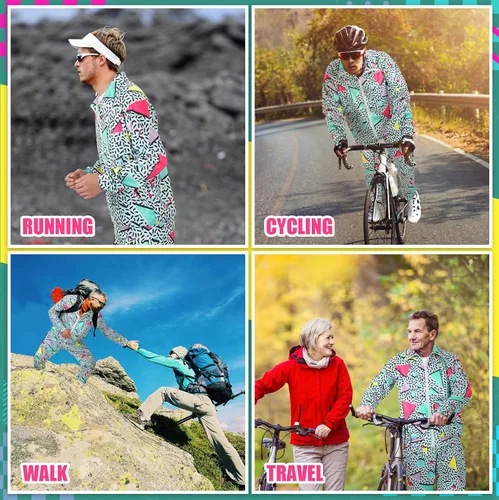 Vista 6 de Mepase Traje retro de los años 80 y 90 para hombre, ropa deportiva con cinta lateral, ropa urbana, ropa urbana, casual, manga larga, chándal