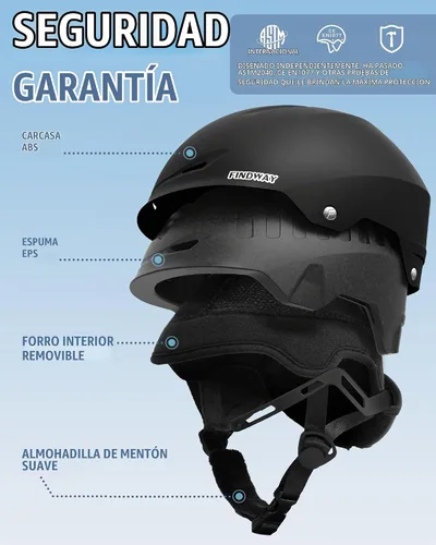 Vista 2 de Findway Casco de Esquí [Actualización] Casco de Snowboard para Adultos, [Compatible con Gafas] Carcasa de ABS Duradera, Espuma EPS Protectora y Dial