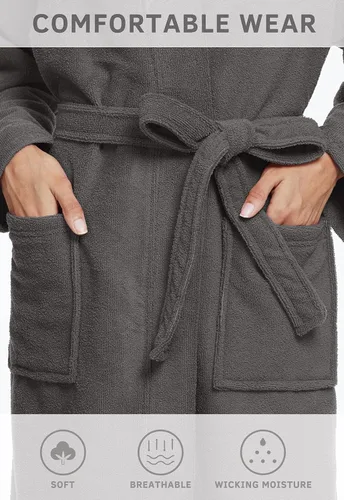 Vista 4 de Orrpally Bata de baño de tela de rizo ligera para mujer, longitud hasta la rodilla