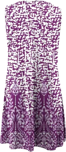 Vista 4 de Vestido corto de verano para mujer, sin mangas, estampado floral, sin mangas, con abertura de cerradura, casual, suelto, vestido de playa