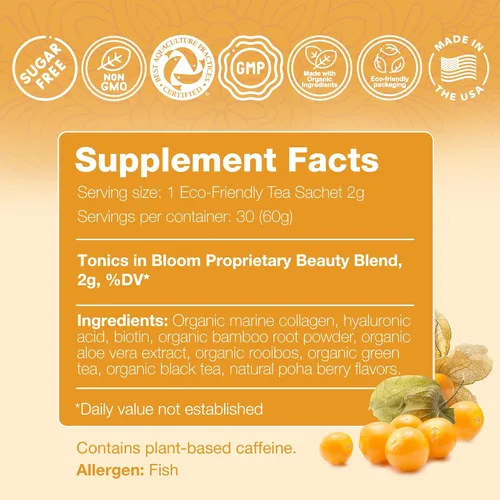 Vista 5 de ANATOPEAK Marine Collagen Beauty Tea - Biotina, ácido hialurónico, aloe vera, té verde orgánico, bebida de colágeno natural para el cabello, la piel