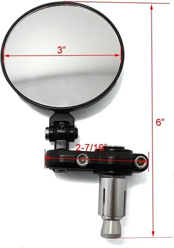 Vista 7 de Espejos laterales plegables negros de 3 pulgadas, redondos, 7/8 pulgadas, para Harley Davidson Kawasaki Suzuki Yamaha Cruiser Dirt Bike Scooter ATV