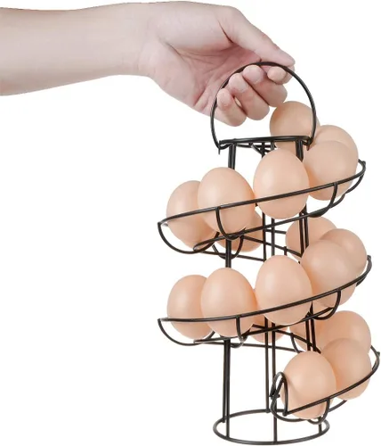 Vista 4 de Egg Skelter - Estante dispensador en espiral moderno de lujo, organizador de almacenamiento de huevos de gallina, cesta para encimera de cocina