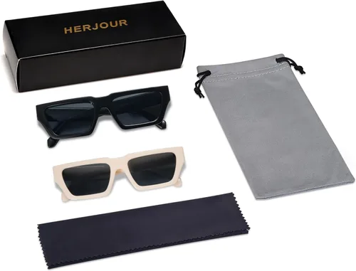 Vista 5 de Allarallvr Gafas de sol cuadradas retro para mujeres y hombres, montura rectangular, gafas de sol unisex AR82108