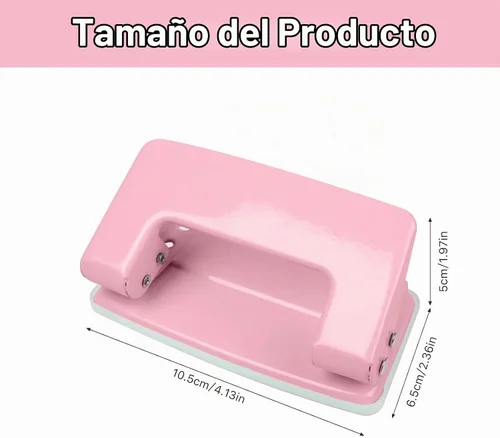 Vista 7 de Perforadora de 2 agujeros, perforadora para manualidades, herramienta de perforación de doble agujero, perforadora manual de hojas sueltas, Rosa