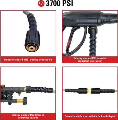 Vista 4 de Simpson Limpieza Serie Morflex Manguera de lavado a presión y boquilla turbo universal de 3600 PSI paquete de accesorios