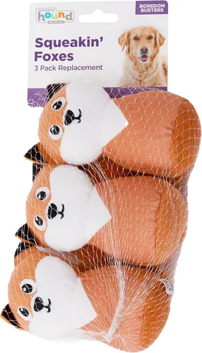 Vista 2 de Outward Hound Squeakin' Fox Hide A Puzzle Juguetes de Peluche de Repuesto para Perros - Paquete de 3 Zorro