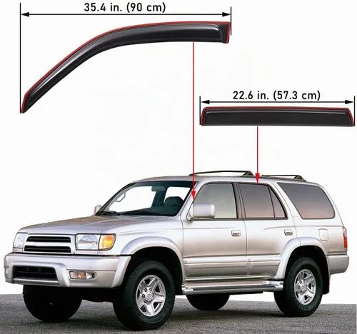 Vista 2 de Lightronic, vierteaguas extra duradero con clip para canal de ventilación del automóvil, se ajusta a Toyota 4Runner 1996-2002, protección UV