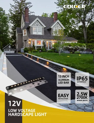 Vista 2 de COLOER Paquete de 2 luces LED Hardscape de 13 pulgadas 2.5W 240LM 2700K