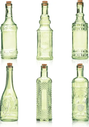 Vista 10 de BULK PARADISE Botellas de vidrio azul surtido con corchos, paquete de 6, 2.5 x 9 pulgadas, 16 onzas
