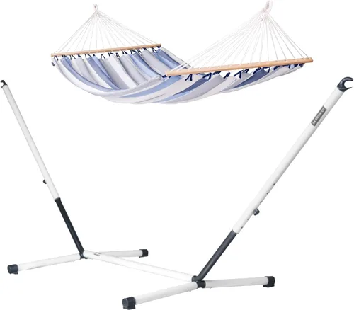 Vista 9 de La Siesta® Alisio Hamaca con barra esparcidora, hamaca exterior resistente a la intemperie, hamaca exterior de tela para 2 personas, hamaca para 2