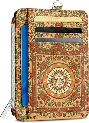 Vista 9 de Cartera delgada para mujer - Soporte para tarjetas de crédito con bloqueo RFID, cartera de piel sintética con ventana de identificación y bolsillo