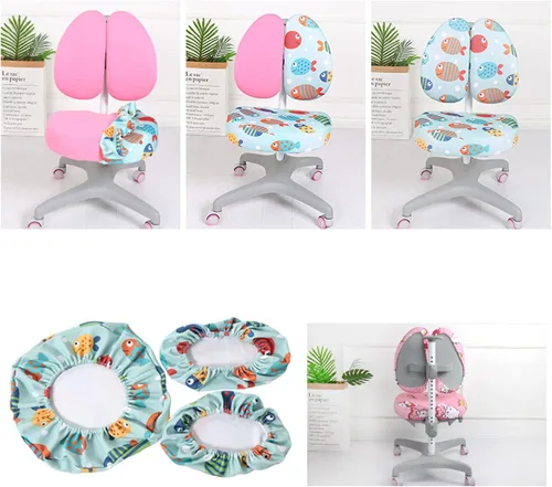 Vista 2 de Funda elástica para silla de escritorio para niños, silla de estudio para niños con respaldo hueco, funda para silla de computadora, funda giratoria