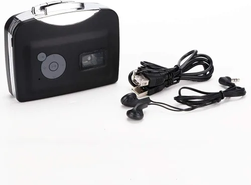 Vista 7 de Convertidor de casete a MP3, reproductor de cinta digital USB estéreo, con auriculares, transferencia a computadora, teléfono móvil y altavoz
