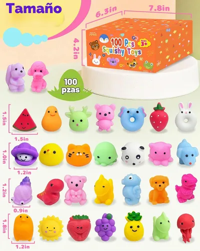 Vista 6 de Paquete de 100 juguetes esponjosos a granel, recuerdos de fiesta Kawaii