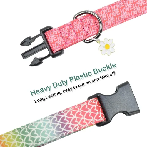 Vista 2 de 2 PCS Collares de Algodón para Perro Suaves Linda Flor - 3 Tamaños Collar de Cachorro de Nailon Suave Ajustable para Niña Hembra Perros Pequeños